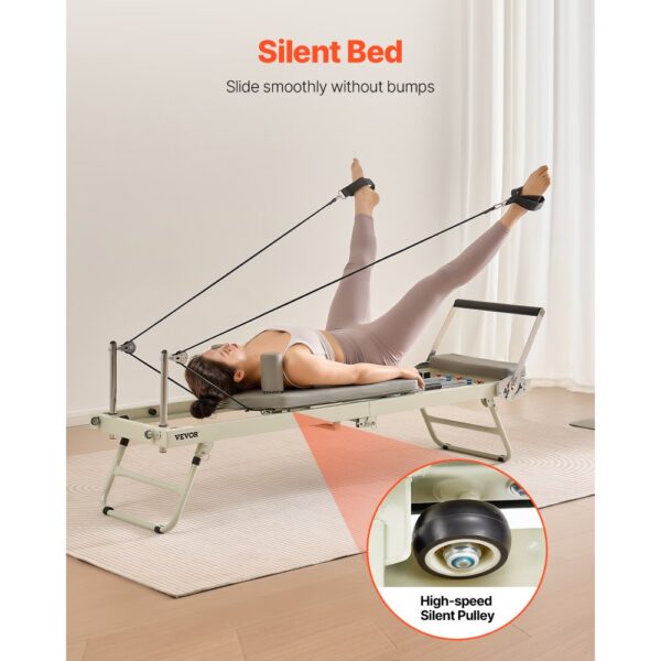 VEVOR Faltbarer Pilates Reformer Trainingsgerät im Heim-Fitnessstudio, Feder und Kordel, bis zu 181,44 kg – Bild 4