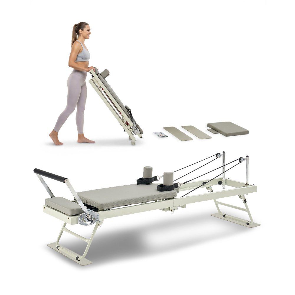 VEVOR Faltbarer Pilates Reformer Trainingsgerät im Heim-Fitnessstudio, Feder und Kordel, bis zu 181,44 kg