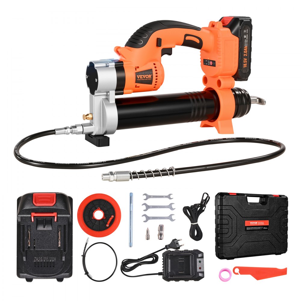 VEVOR Akku-Fettpresse, 55 MPa, Einhandfettpresse mit 2,0 Ah Akku & LED-Licht