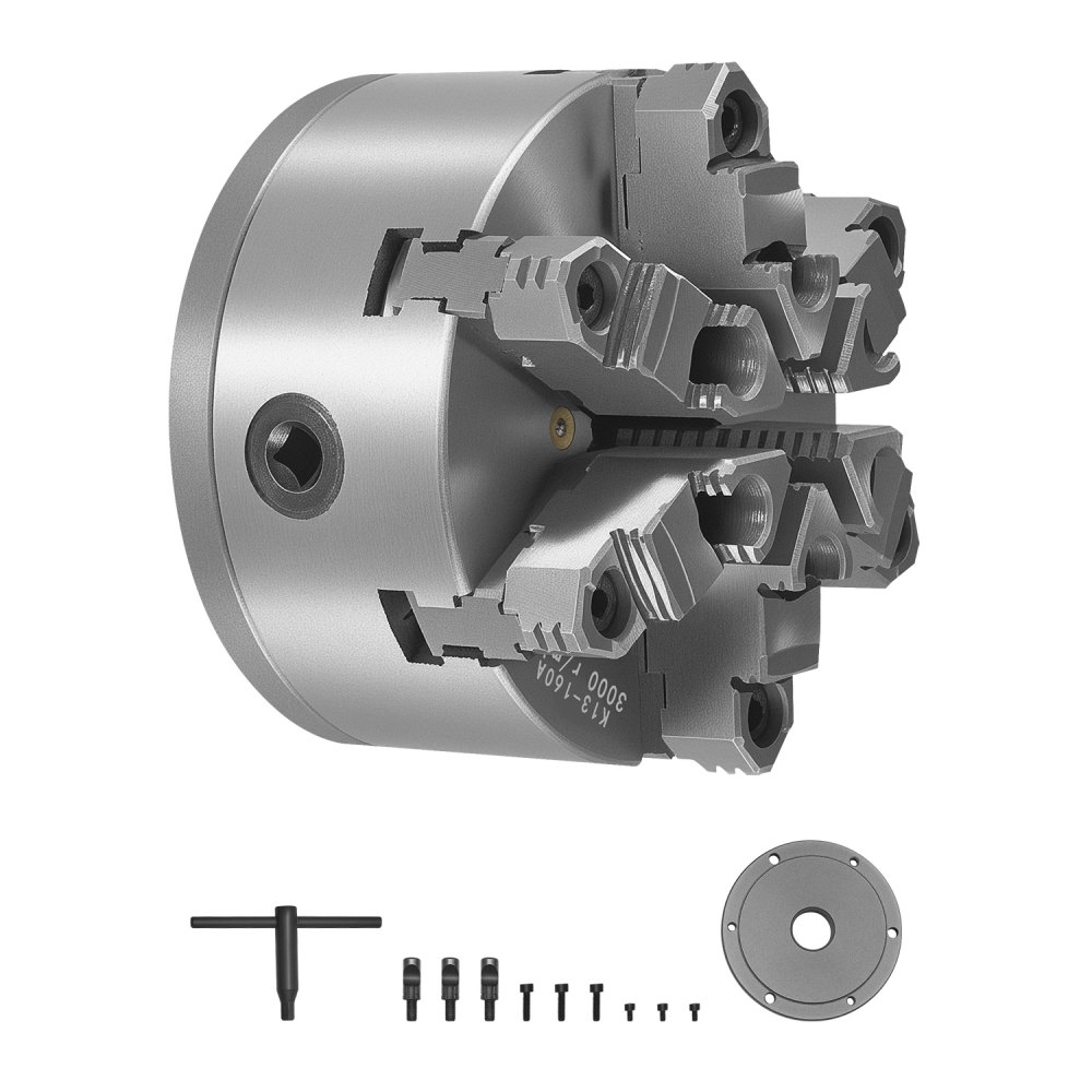 VEVOR 6-Backen-Drehfutter, 160 mm, selbstzentrierendes Spannfutter mit D1-4 Cam Lock-Trägerplatte