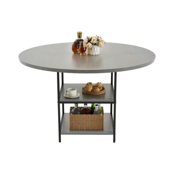 VEVOR runder Esstisch Küchentisch Holztisch (120 cm / 136,1 kg belastbar) für 4-6 Personen, Grau (nur Tisch)