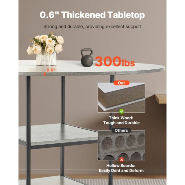 VEVOR runder Esstisch Küchentisch Holztisch (120 cm / 136,1 kg belastbar) für 4-6 Personen, Grau (nur Tisch) – Bild 3
