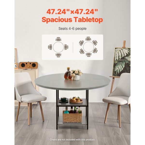 VEVOR runder Esstisch Küchentisch Holztisch (120 cm / 136,1 kg belastbar) für 4-6 Personen, Grau (nur Tisch) – Bild 4