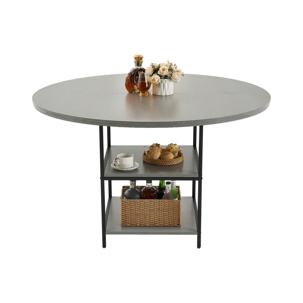VEVOR runder Esstisch Küchentisch Holztisch (120 cm / 136,1 kg belastbar) für 4-6 Personen, Grau (nur Tisch)