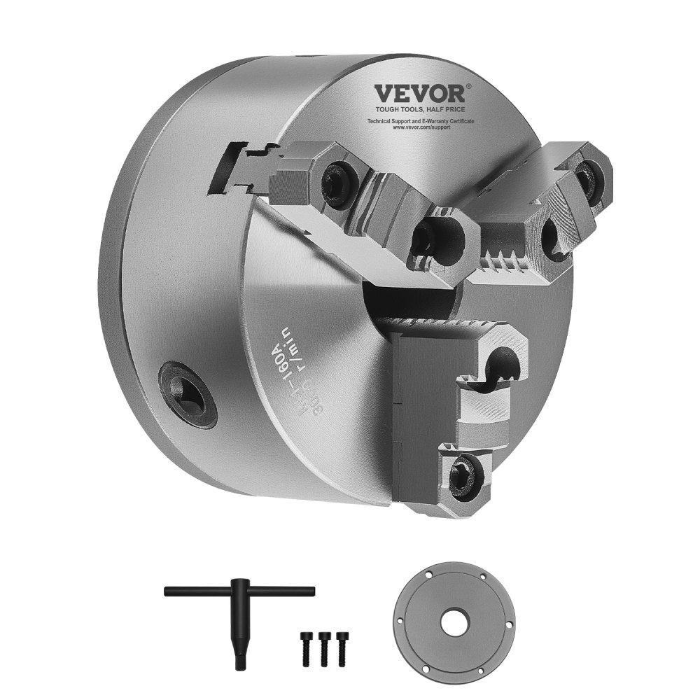 VEVOR 3-Backen-Drehfutter, φ160 mm, selbstzentrierendes Spannfutter mit 38,1-mm-8-Gewinde-Trägerplatte