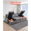 VEVOR U-förmiges Schlafsofa, umwandelbares Bettsofa mit 2 Seitentaschen & 2 Kissen & Doppel-Chaiselongue – Bild 4
