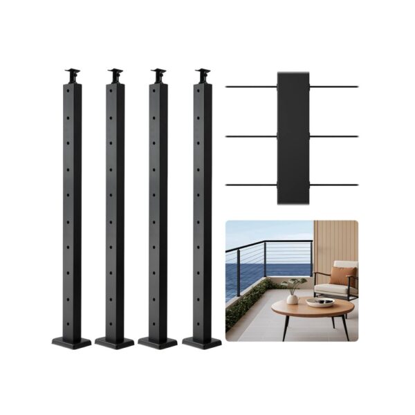 VEVOR Kabelgeländerpfosten, 4er-Pack, 914x25,4x50,8 mm, Edelstahl SUS304 VEVOR Kabelgeländerpfosten, 4er-Pack, 914x25,4x50,8 mm, Edelstahl SUS304