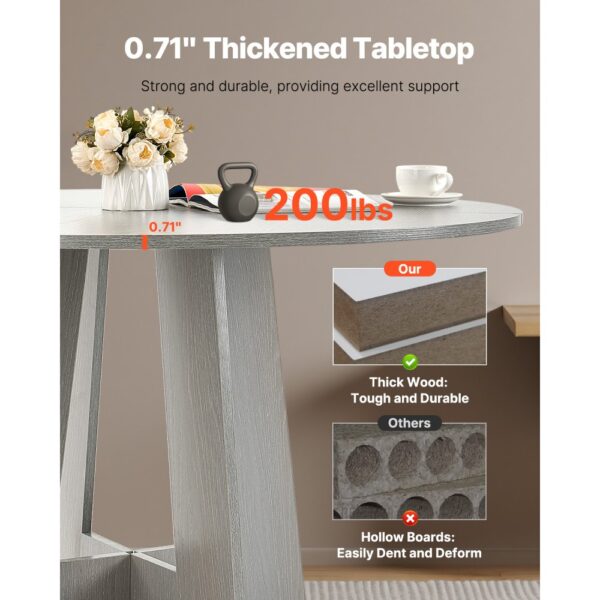 VEVOR runder Esstisch Küchentisch Holztisch (120 cm / 90,72 kg belastbar) für 4-6 Personen, Grau (nur Tisch) – Bild 3