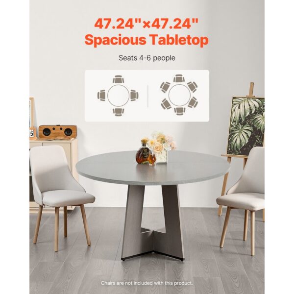 VEVOR runder Esstisch Küchentisch Holztisch (120 cm / 90,72 kg belastbar) für 4-6 Personen, Grau (nur Tisch) – Bild 4