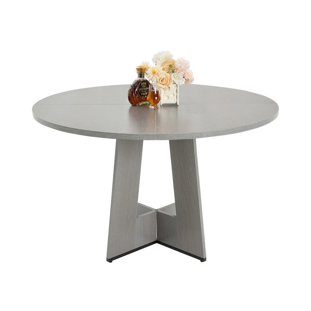 VEVOR runder Esstisch Küchentisch Holztisch (120 cm / 90,72 kg belastbar) für 4-6 Personen, Grau (nur Tisch)