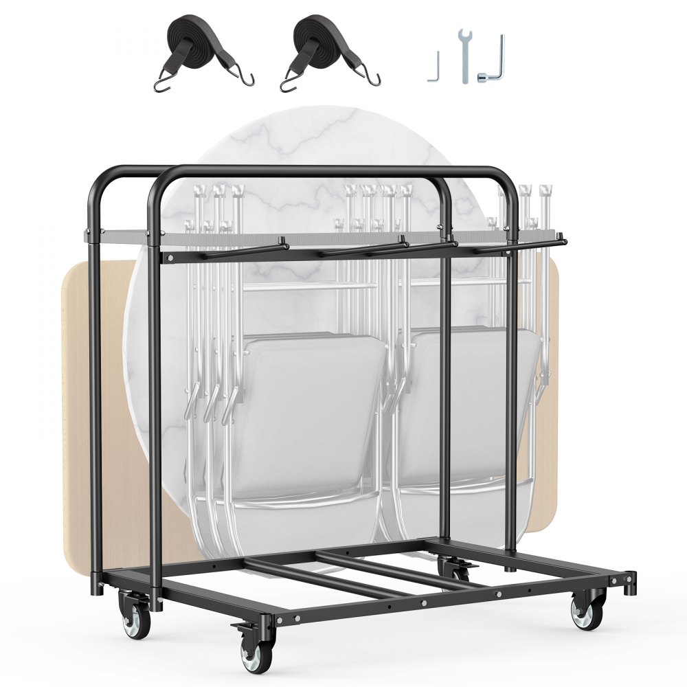 VEVOR Stuhlkarre, 180 kg, Stuhlaufbewahrungswagen mit Stuhlhalter mit Lenkrollen & Feststellrädern