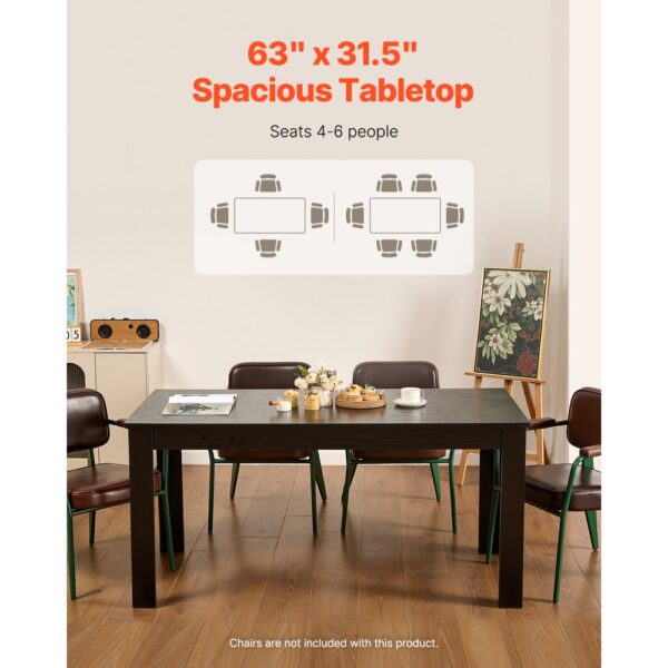 VEVOR Rechteckiger Esstisch Küchentisch Holztisch (160 cm / 150 kg belastbar) für 4–6 Personen – Bild 4