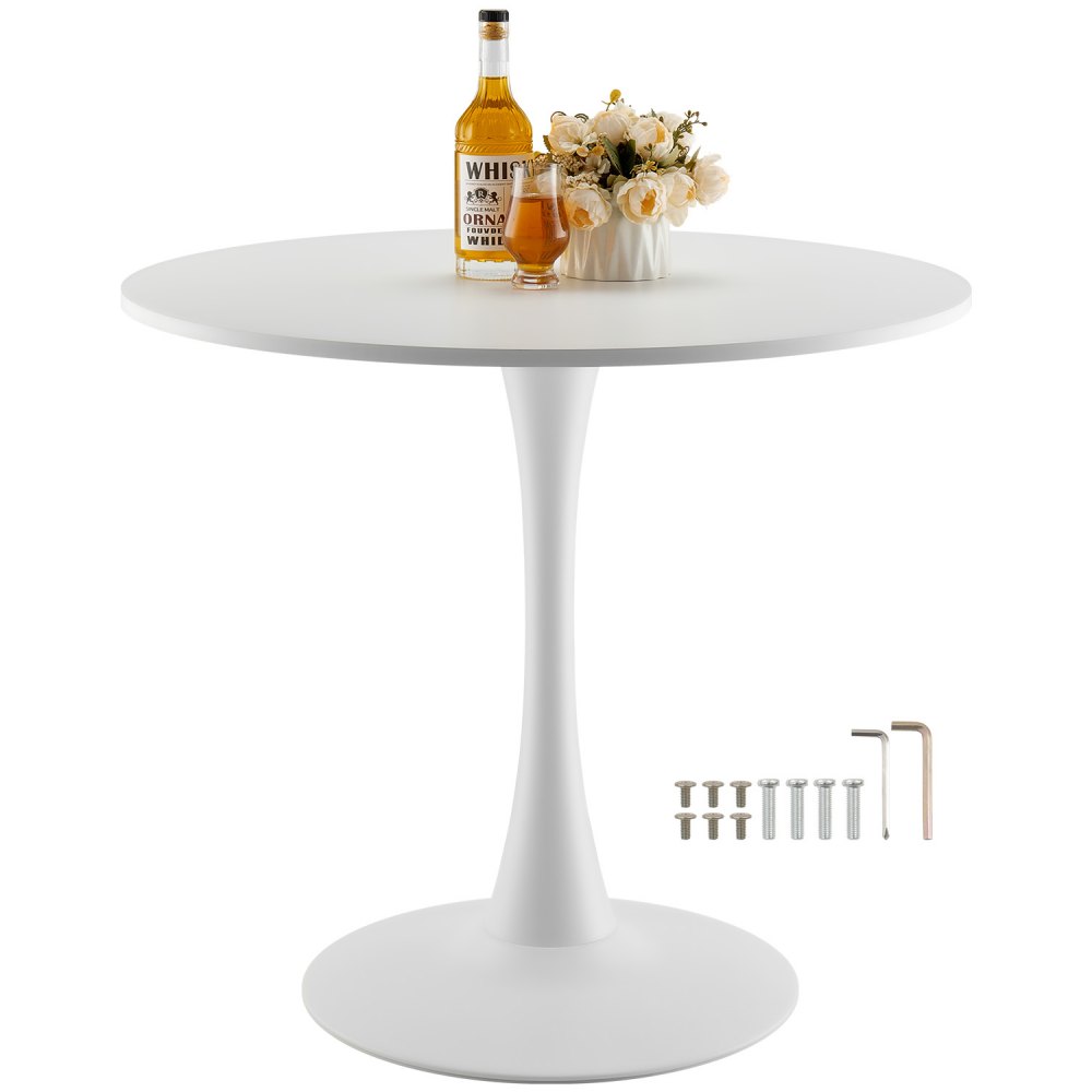 VEVOR runder Esstisch Küchentisch Holztisch (80 cm / 113,4 kg belastbar) für 2–4 Personen, weiß (nur Tisch)