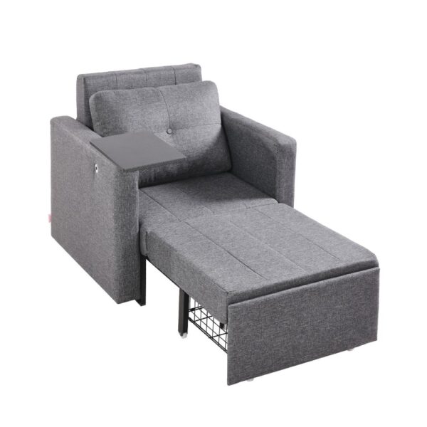 VEVOR Schlafsofa umbaubares Schlafbett mit Seitentasche & Kissen & Armlehne, Grau
