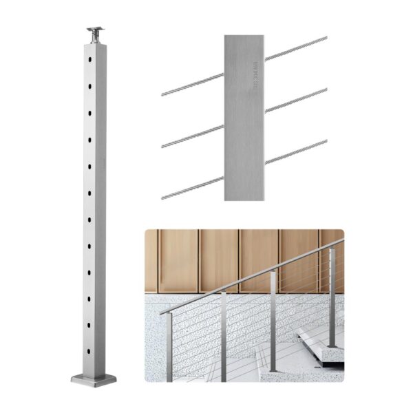 VEVOR Kabelgeländerpfosten, 107x5x5 cm Geländerpfosten, mit 30° vorgebohrten Löchern