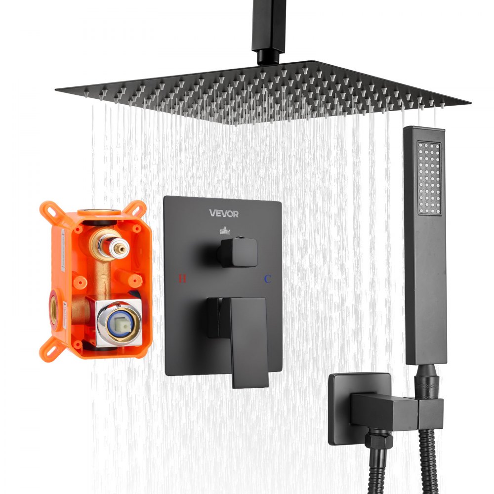 VEVOR Duscharmatur Regenduschsystem fürs Badezimmer Duschsystem mit 254 mm quadratischen Regenduschkopf