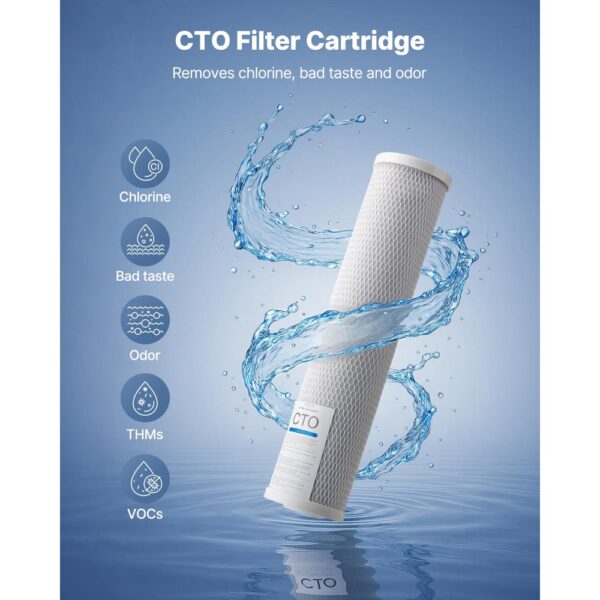 VEVOR 2 Stk. Ersatzkartusche für den Wasserfilter für das ganze Haus, 115 x 507 mm CTO-Kohleblock – Bild 2