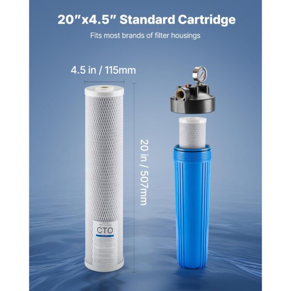 VEVOR 2 Stk. Ersatzkartusche für den Wasserfilter für das ganze Haus, 115 x 507 mm CTO-Kohleblock – Bild 4