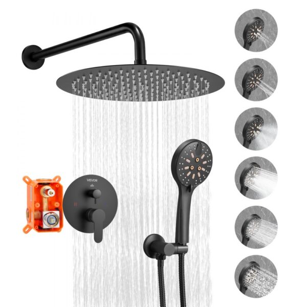 VEVOR Duscharmatur Regenduschsystem fürs Badezimmer Duschsystem mit 305 mm runden Regenduschkopf & Handbrause VEVOR Duscharmatur Regenduschsystem fürs Badezimmer Duschsystem mit 305 mm runden Regenduschkopf & Handbrause