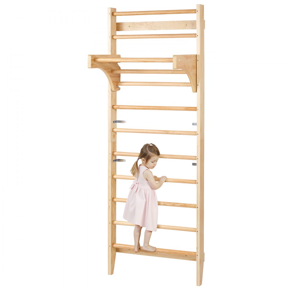 VEVOR schwedisches Leiterwand 10-stufiges Indoor-Klettergerüst aus Massivholz, Ideales Geschenk für Kinder