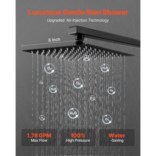 VEVOR Duscharmatur Regenduschsystem fürs Badezimmer Duschsystem mit 203 mm quadratischen Regenduschkopf – Bild 2