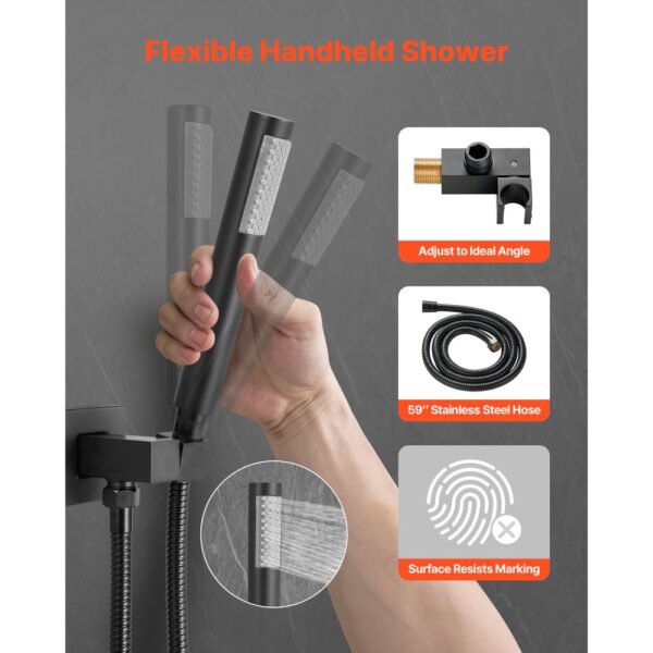 VEVOR Duscharmatur Regenduschsystem fürs Badezimmer Duschsystem mit 254 mm quadratischen Regenduschkopf – Bild 3