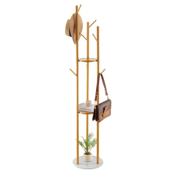 VEVOR Garderobenständer 340x340x1700 mm, Kleiderständer mit Quarzsteinsockel & 9 Haken, Büro