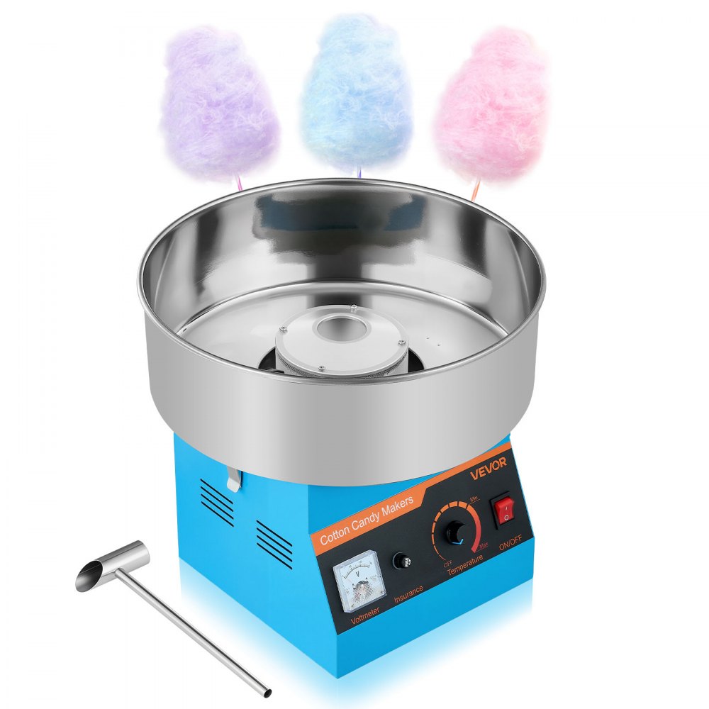 VEVOR Zuckerwattemaschine 1000 W elektrische Zuckerwattegeräte mit 38 cm Edelstahlschüssel & Zuckerlöffel