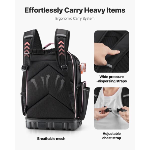 VEVOR Werkzeugrucksack, 56 Taschen, Backpack mit Laptopfach, Werkzeugtasche für Elektriker – Bild 4