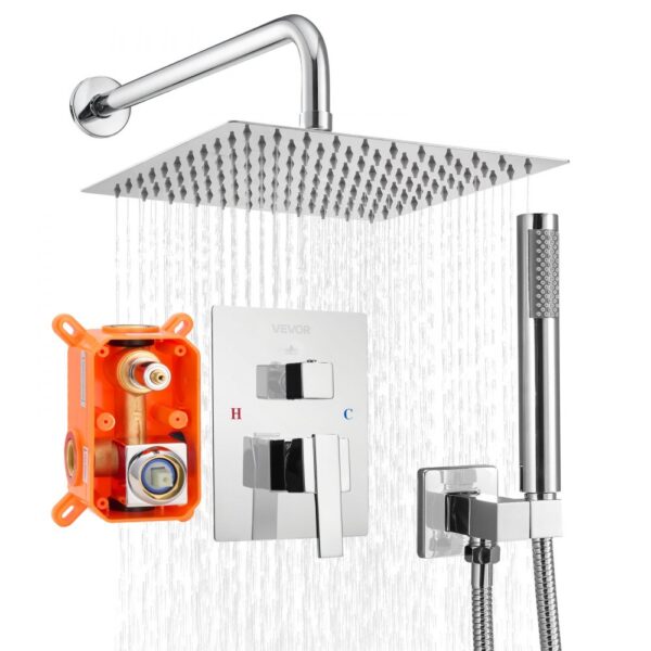 VEVOR Duscharmatur Regenduschsystem fürs Badezimmer Duschsystem mit 254 mm quadratischen Regenduschkopf VEVOR Duscharmatur Regenduschsystem fürs Badezimmer Duschsystem mit 254 mm quadratischen Regenduschkopf