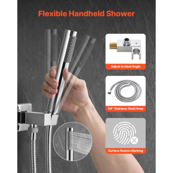VEVOR Duscharmatur Regenduschsystem fürs Badezimmer Duschsystem mit 254 mm quadratischen Regenduschkopf – Bild 3 VEVOR Duscharmatur Regenduschsystem fürs Badezimmer Duschsystem mit 254 mm quadratischen Regenduschkopf – Bild 3