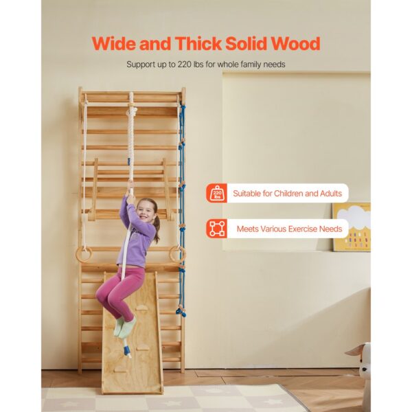 VEVOR schwedisches Leiterwand, 8 in 1 15-stufiges Indoor-Klettergerüst – Bild 3