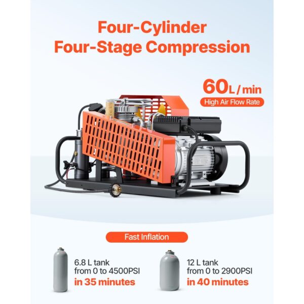 VEVOR PCP-Luftkompressor, 30 MPa, Tauchkompressor 4 Zylinder, 60 L/min Atemluftkompressor – Bild 4
