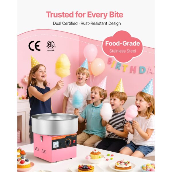 VEVOR Zuckerwattemaschine 1000 W elektrische Zuckerwattegeräte mit 38 cm Edelstahlschüssel und Zuckerlöffel – Bild 5