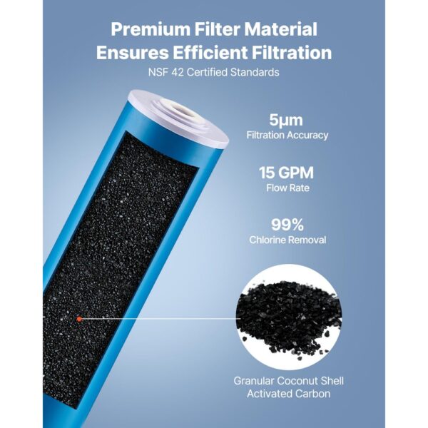 VEVOR Ersatzkartusche für den Wasserfilter für das ganze Haus, 115 x 507 mm GAC-Aktivkohle – Bild 3 VEVOR Ersatzkartusche für den Wasserfilter für das ganze Haus, 115 x 507 mm GAC-Aktivkohle – Bild 3