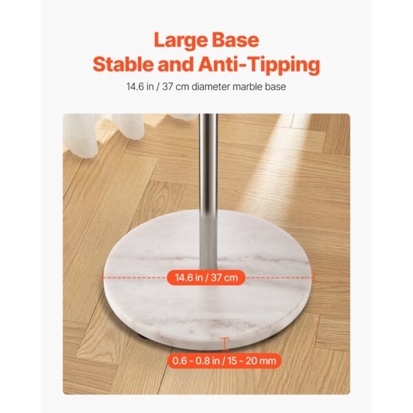 VEVOR Garderobenständer, 370x370x1730 mm, Kleiderständer mit stabilem Marmorsockel & 8 Haken – Bild 4