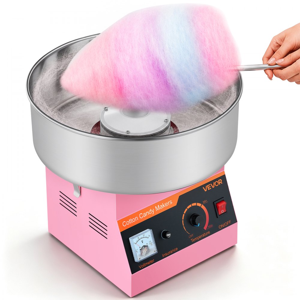 VEVOR Zuckerwattemaschine 1000 W elektrische Zuckerwattegeräte mit 38 cm Edelstahlschüssel und Zuckerlöffel