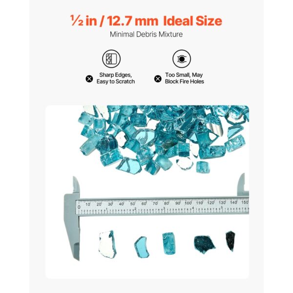 VEVOR Feuerglas, 4,5 kg hochtemperaturbeständige Glassteine, 12,7 mm reflektierende Feuerstellen-Glasperlen – Bild 5 VEVOR Feuerglas, 4,5 kg hochtemperaturbeständige Glassteine, 12,7 mm reflektierende Feuerstellen-Glasperlen – Bild 5