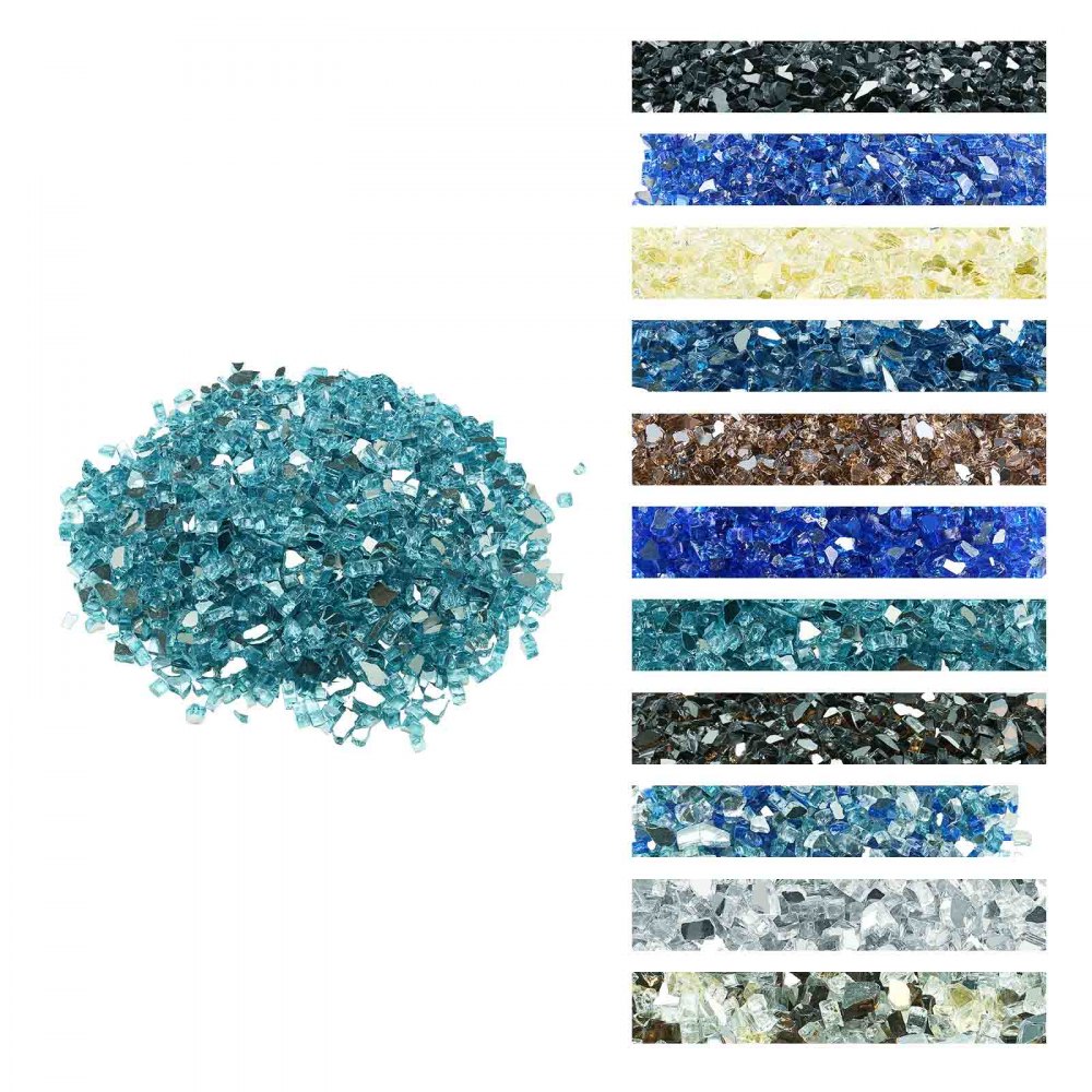 VEVOR Feuerglas, 4,5 kg hochtemperaturbeständige Glassteine, 12,7 mm reflektierende Feuerstellen-Glasperlen