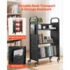 VEVOR Bücherwagen, 150 kg Tragkraft, 77 x 38 x 122 cm, Bücherregalwagen für Wohnzimmer – Bild 2