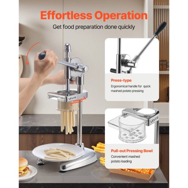VEVOR kommerzieller Pommes-Frites-Schneider, Edelstahl-Presse für frittierte Kartoffelstreifen – Bild 4