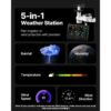 VEVOR 5-in-1-Wetterstation, 7,5-Zoll-Display, solarbetriebener Außensensor – Bild 2