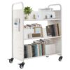 VEVOR Bücherwagen, 150kg Tragkraft, 97x51,5x122,5cm, Bücherregalwagen für Wohnzimmer