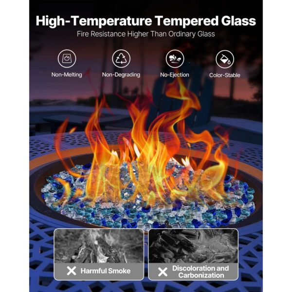VEVOR Feuerglas, 4,5 kg, 12,7 mm reflektierende Feuerstellen-Glasperlen – Bild 3