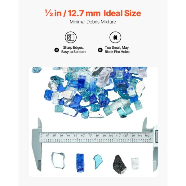 VEVOR Feuerglas, 4,5 kg, 12,7 mm reflektierende Feuerstellen-Glasperlen – Bild 5