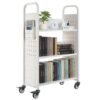 VEVOR Bücherwagen, 150 kg Tragkraft, 77 x 38 x 122 cm, Bücherregalwagen für Wohnzimmer