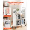 VEVOR Bücherwagen, 150 kg Tragkraft, 77 x 38 x 122 cm, Bücherregalwagen für Wohnzimmer – Bild 2
