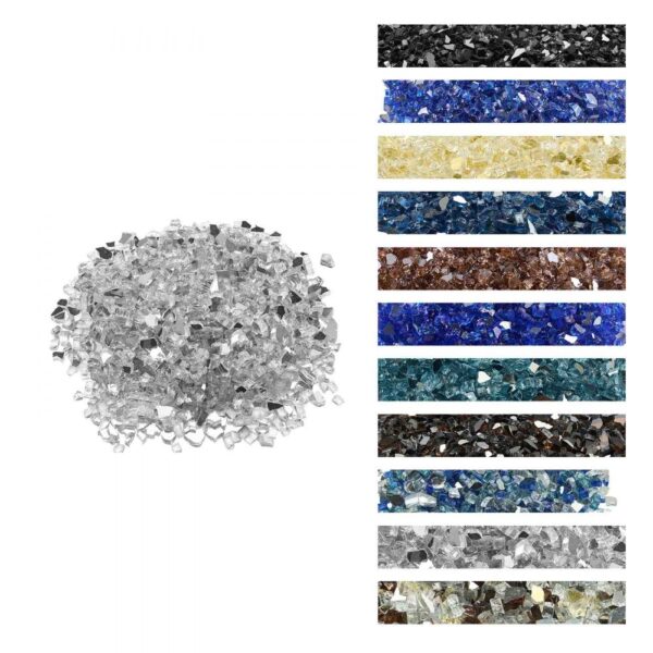 VEVOR Feuerglas, 9 kg hochtemperaturbeständige Glassteine, 12,7 mm reflektierende Feuerstellen-Glasperlen