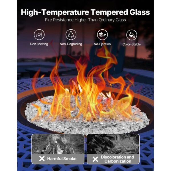 VEVOR Feuerglas, 9 kg hochtemperaturbeständige Glassteine, 12,7 mm reflektierende Feuerstellen-Glasperlen – Bild 3