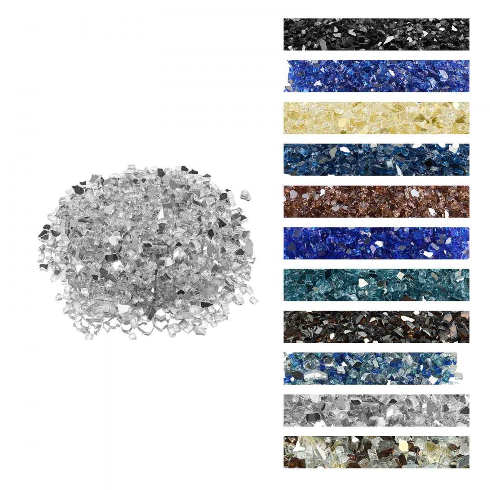 VEVOR Feuerglas, 9 kg hochtemperaturbeständige Glassteine, 12,7 mm reflektierende Feuerstellen-Glasperlen